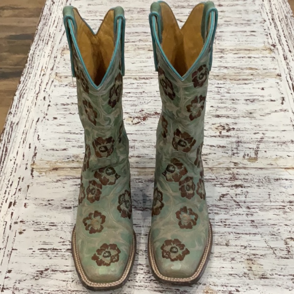 Old Gringo flower turquoise boots